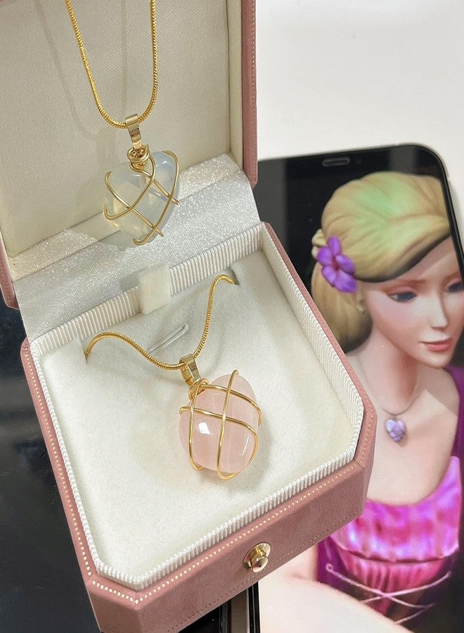 JAVARNV Stocking Stuffers Holiday Outfits for Women 2024 Crystal Heart Choker Necklace Dainty Crystal Stone Heart Pendant Necklace Gold Chain Necklace Jewelry Christmas Gift for Women (Pink) Valentine's Day Gifts - Image 4